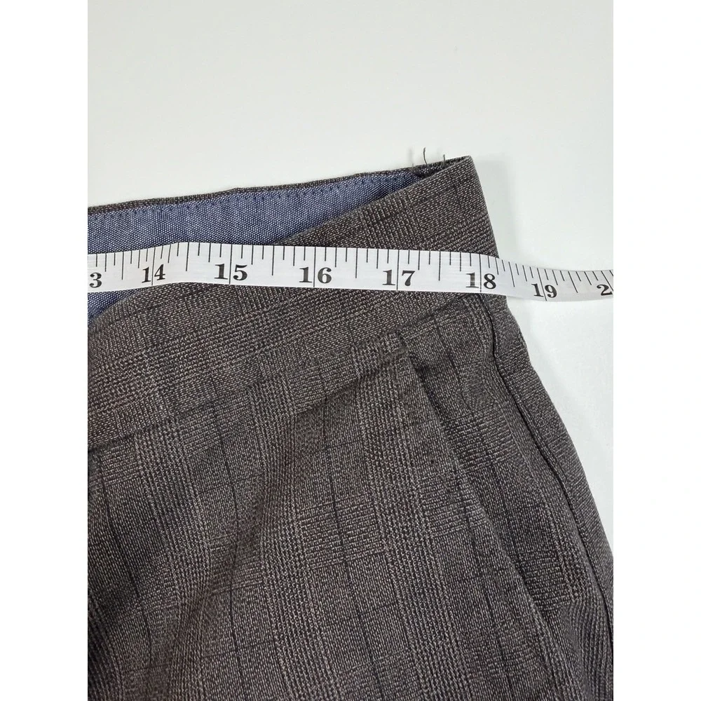 Banana Republic Mens 36x34 Aiden Slim Fit Brown Grid Plaid Cotton Chino Trousers